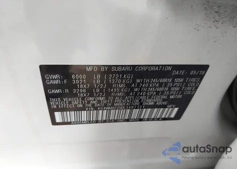 2019 Subaru Ascent Premium из США, поврежденный, VIN 4S4WMAFD6K3487121